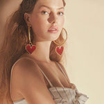 Load image into Gallery viewer, Vintage Red Heart Hoop Earrings
