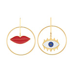 Load image into Gallery viewer, Doubnine Lip&amp;Eye Asymmetry Hoop Earrings
