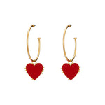 Load image into Gallery viewer, Vintage Red Heart Hoop Earrings
