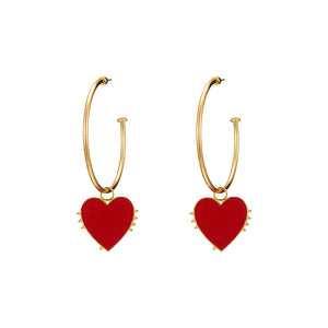 Vintage Red Heart Hoop Earrings