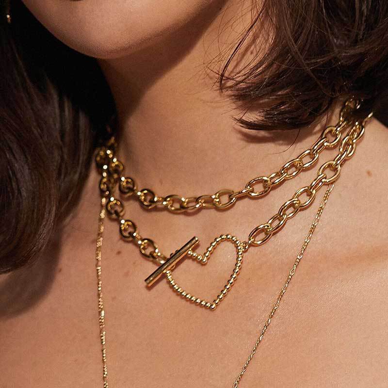 Punk Heart Chain Toggle Necklace