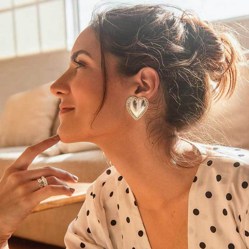 Gold Braided Heart Earrings