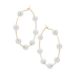 Load image into Gallery viewer, Gold Pearl Hoop Earrings
