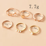 Load image into Gallery viewer, Simple Leaf and Pearl Open Ring Set 6Pcs
