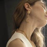 Load image into Gallery viewer, Boho Moon &amp; Star Asymmetric Earrings
