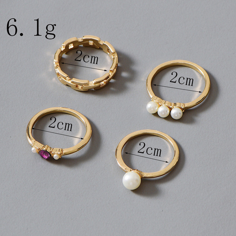 4Pcs Classic Chain Ring Set