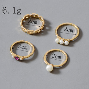 4Pcs Classic Chain Ring Set