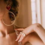 Load image into Gallery viewer, Street Fashion Red Heart &amp; Big Circle Earrings
