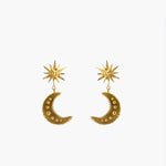 Load image into Gallery viewer, Moon &amp; Star Gold Earrings
