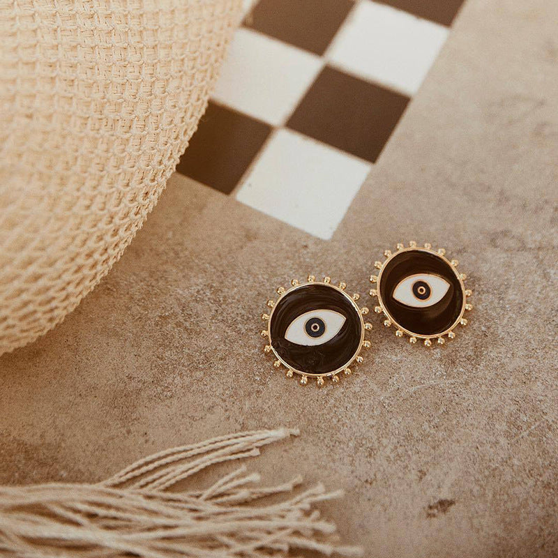 Black Exaggerate Demon Eyes Earrings