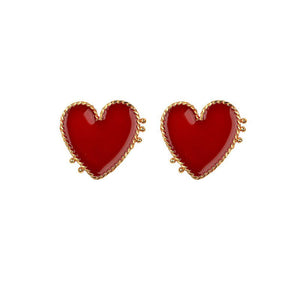 Boho Red Heart Earrings